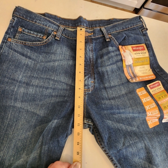 Wrangler Five Star Jeans Men’s 36x29 (Fits 36x30) Blue Cowboy Relaxed Fit Flex - Picture 11 of 14